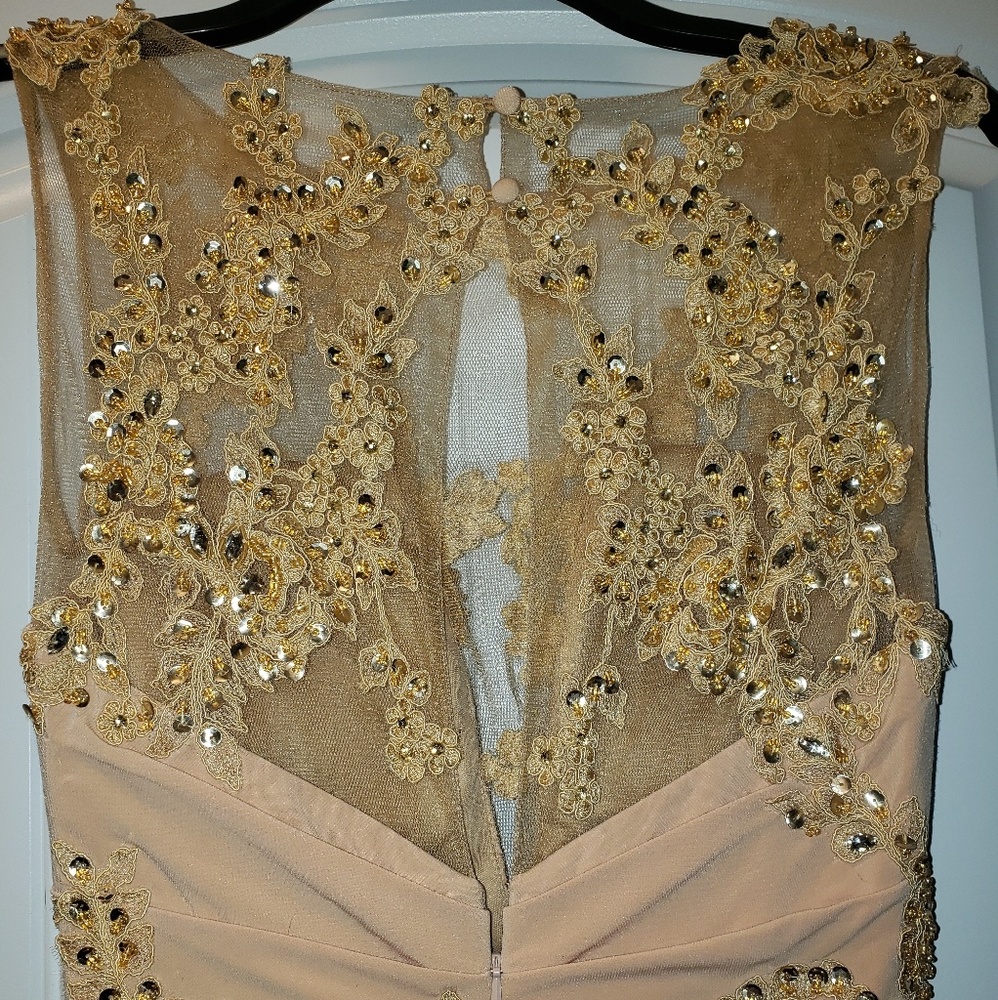 Gold/ sequin formal evening gown